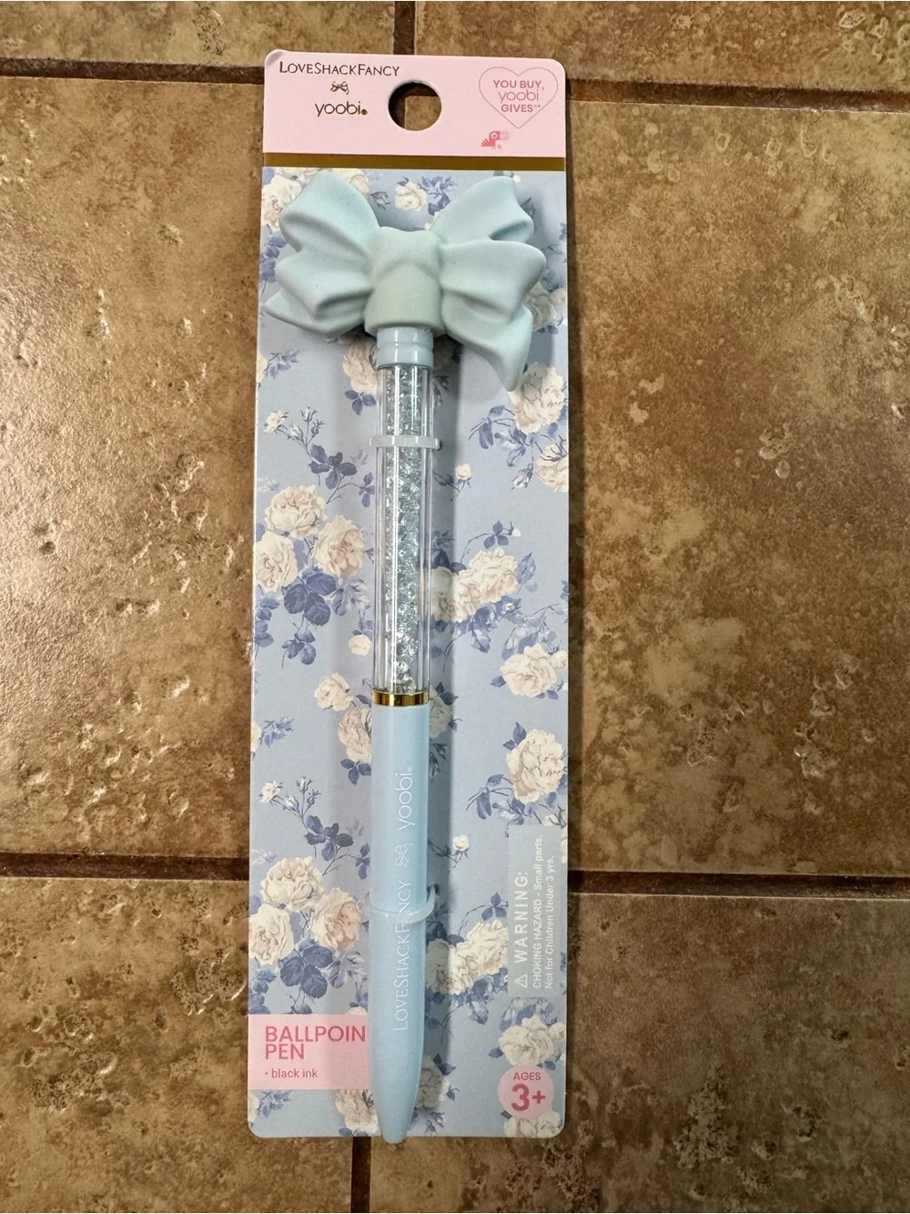 LoveShackFancy Accessory/Pencil Pouch, 4 Bow Pins, and Blue Pen